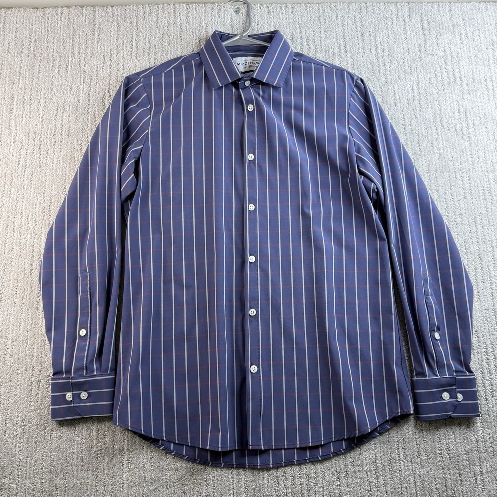 Mizzen Main Leeward Button Up Shirt Men's Size Medium TRIM Fit Blue Plaid